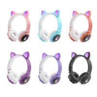 flash led kid girl music wireless helmet cute cat ear bluetooth headphone with mic unicorn bracelet phone gamer headset gift