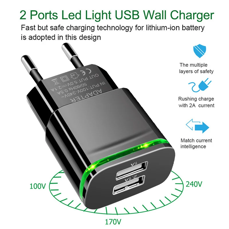 Зарядное устройство XEDAIN с 2USB-портами 5 В 2 1 А для Xiaomi Samsung Iphone 7 8 X XS XR | Мобильные