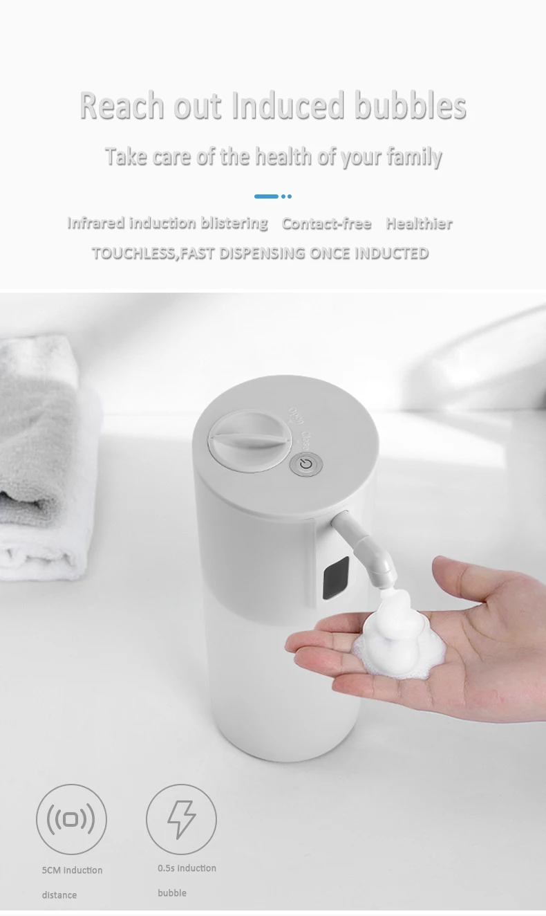 350ML Hohe Kapazität Neue 2021 Voll Automatische Induktion Schaum Hand Waschmaschine Portable Blase Infrarot Induktion Seife Spender