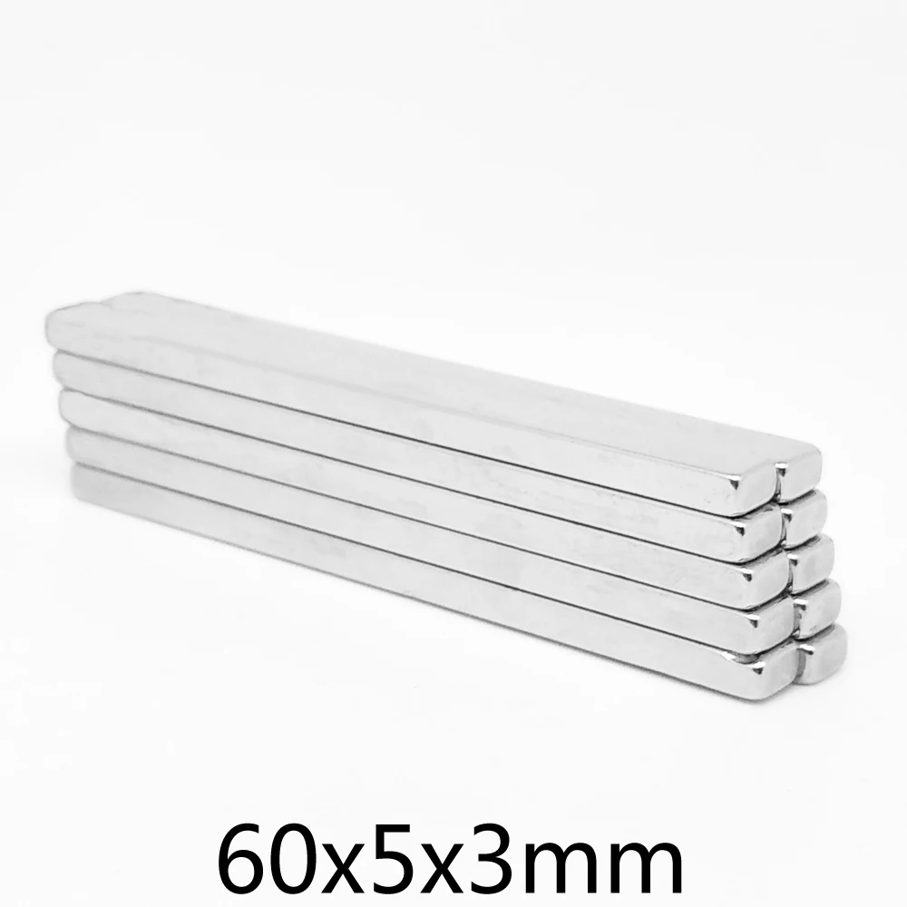 

Ленточный Блок N35, мощный прямоугольный редкоземельный неодимовый магнит N35, 60x5x3 мм 60x5x3 мм, 2/5/10/20/50 шт.