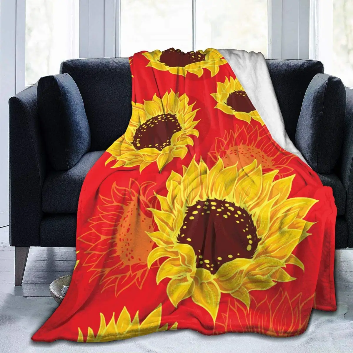 

Sunflower Yellow Bedding Flannel Blankets Lightweight Throws Blankets, Light Warm for Sofa Beds,Super Soft and Comfortable,