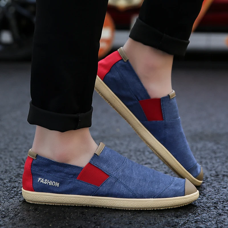 Мужские парусиновые туфли PUPUDA дышащие удобные лоферы без застежки эспадрильи