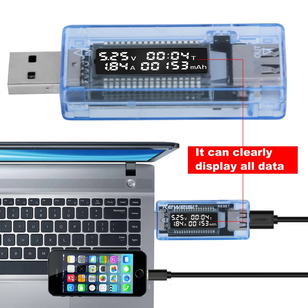 USB-тестер емкости и напряжения измеритель мощности мобильного зарядного