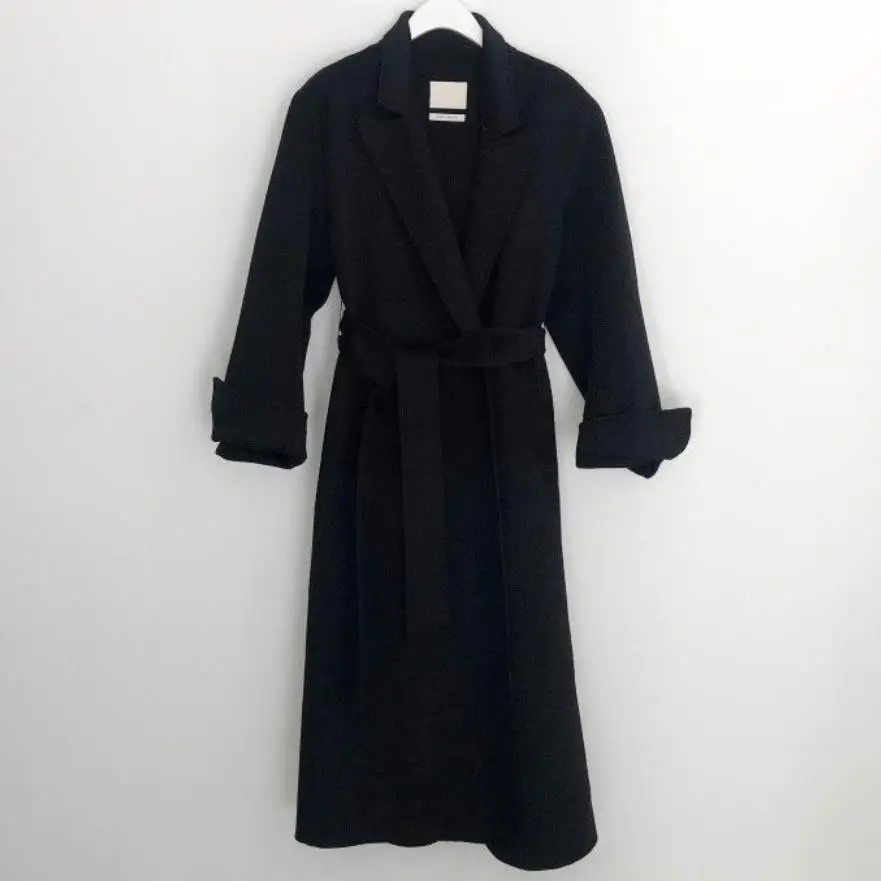 

Women Winter Turn-Down Collar Long Wool Overcoat Long Sleeve Vintage Woolen Coat