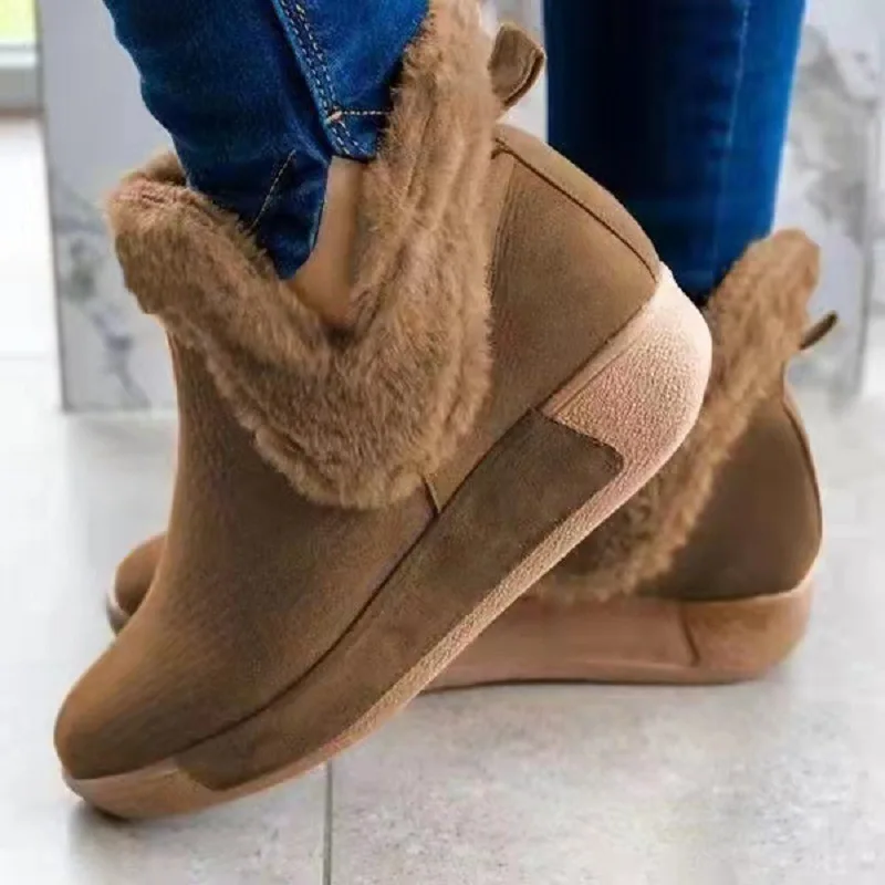 

Women Winter Snow Boots Warm Flat Plus Size Platform Set of Feet Ladies New Ankle Boots Fashion Female Boots Large Size 35~43