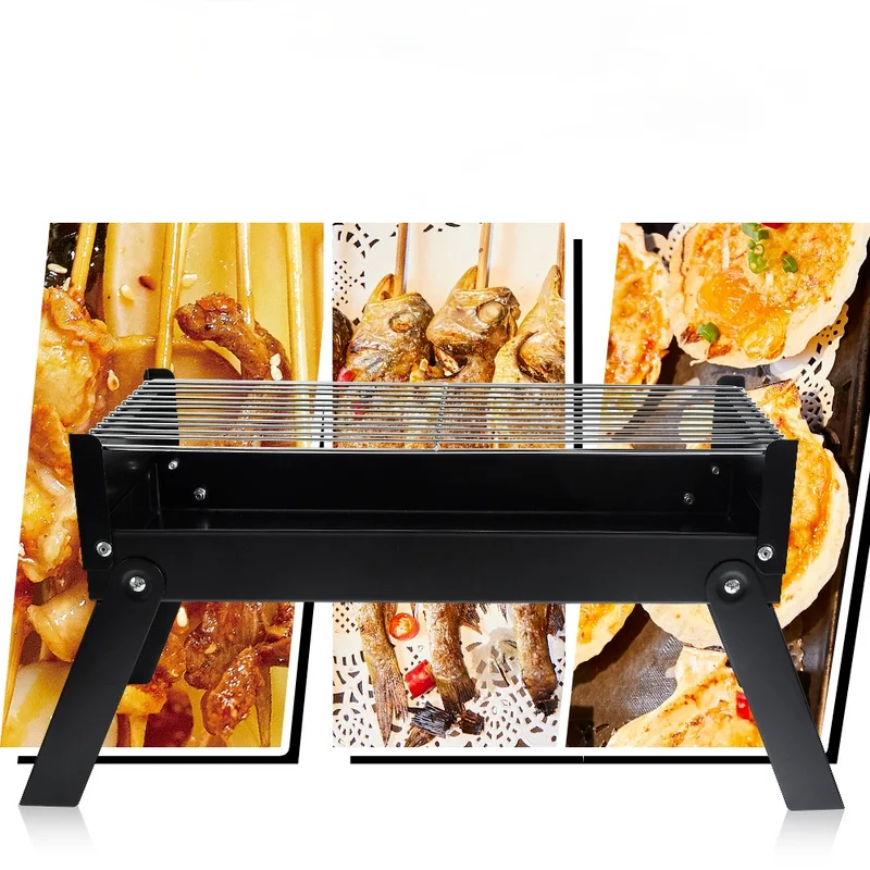 Черная трапециевидная ножка для барбекю прямоугольная Портативная Складная