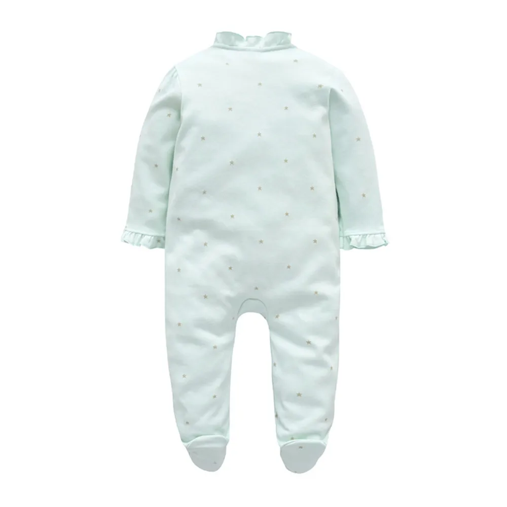 Детская цельная Пижама Footie со звездами зеленая хлопковая одежда для сна наряд