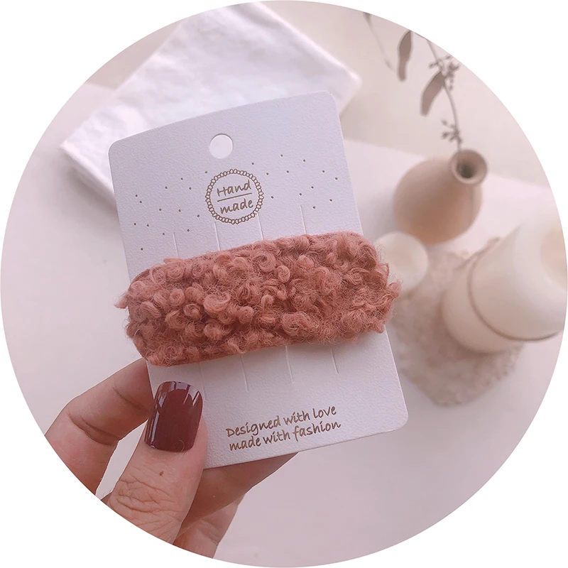 Новинка 2020 года Милые зимние кашемировые мягкие заколки с искусственным мехом