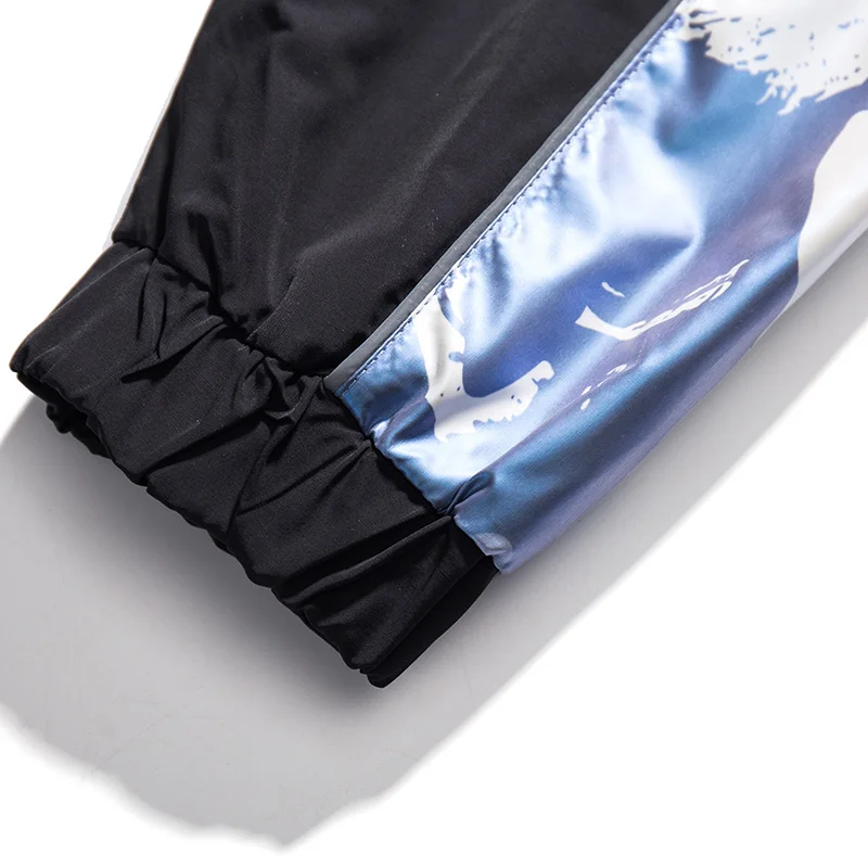 

Mimofunny Women's Oversized Jacket Spring Harajuku Baseball Casual Jackets Couple Patchwork Hit Color Side Luminous Strip Coats