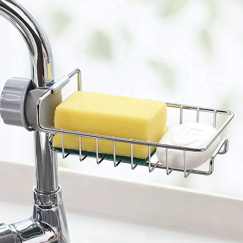 

1 Pcs Adjustable Faucet Drainage Shelf Kitchen Sundries Storage Rack & 30Pcs Mopping Cloths Brush HEPA Filter