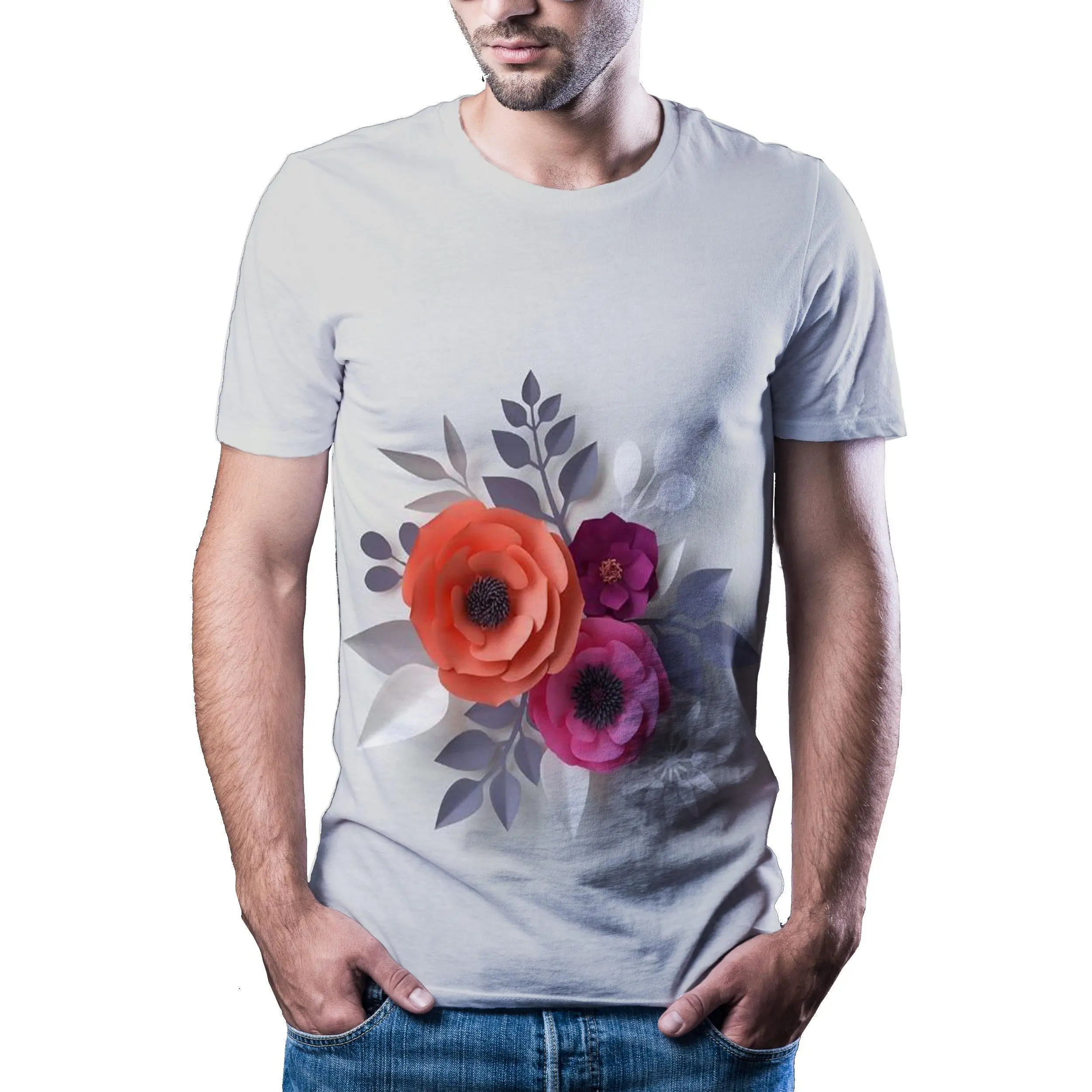 

2020 Hot Men'S Summer New Round Neck Short Sleeve 3d Printing High Quality T-Shirt Sportswear T-Shirt Fresh Flowers Size T-Shirt