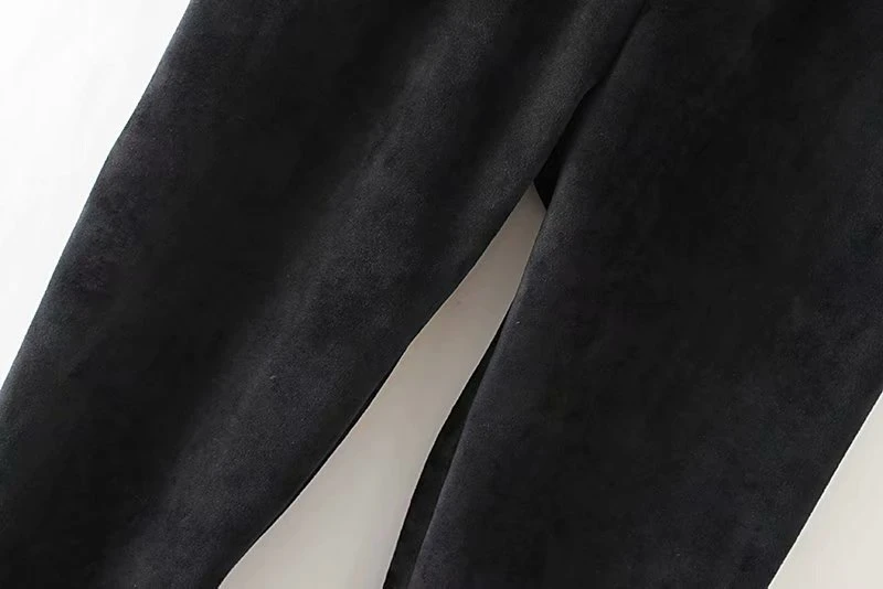 Брюки женские LUNDUNSHIJIA черные теплые плюшевые шаровары повседневные свободные