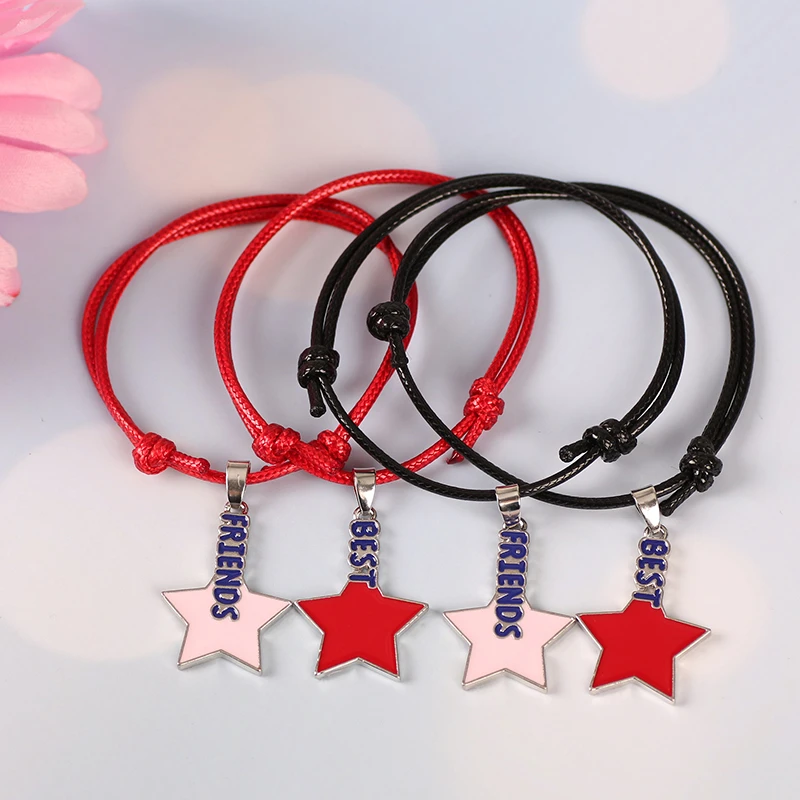 Best Friend комплект из 2 предметов браслет женский красный веревка звезда BFF кулон
