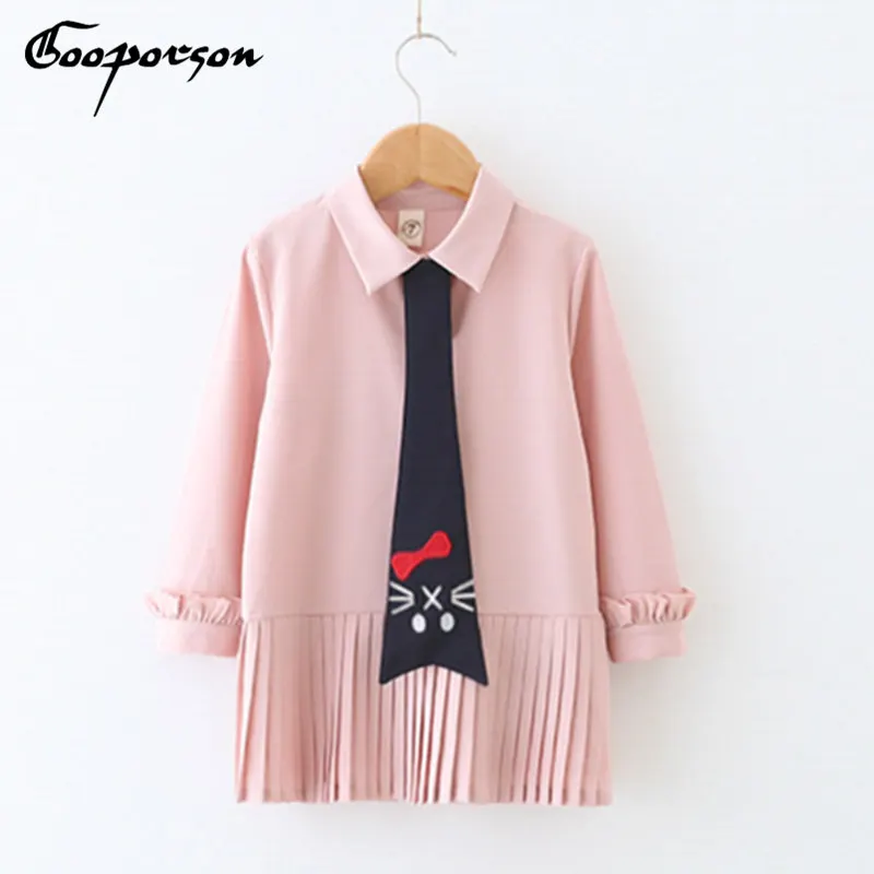 Новое платье для девочек Розовое Повседневное с длинными рукавами и