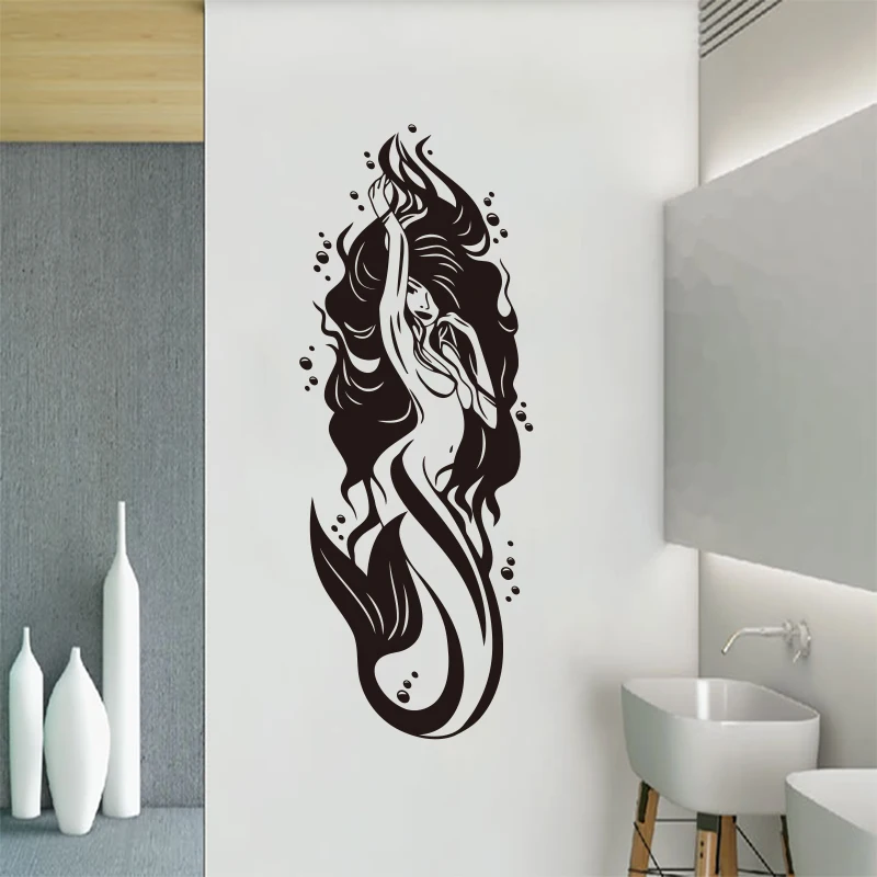 

Bathroom wall decals vinyl sexy nude mermaid girl bathroom wall decoration stickers waterproof glass decoration painting SP-147