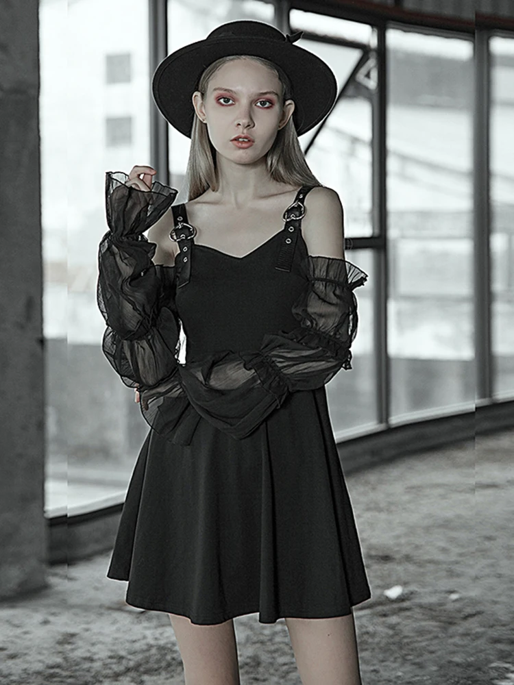 Женское облегающее платье PUNKRAVE темно-синее короткое с высокой талией и