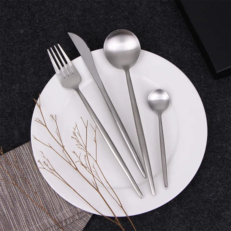

Stainless Steel Gold Cutlery Gift Set Kitchen Utensils Sets For Home Fourchettes Couteaux Cuilleres Items Dinnerware Table Forks