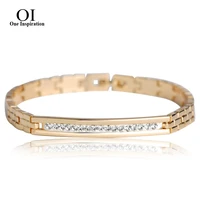 oi fashion lovers bracelet for women party holiday copper crystals stainless steel bangles hand accessories pulseiras