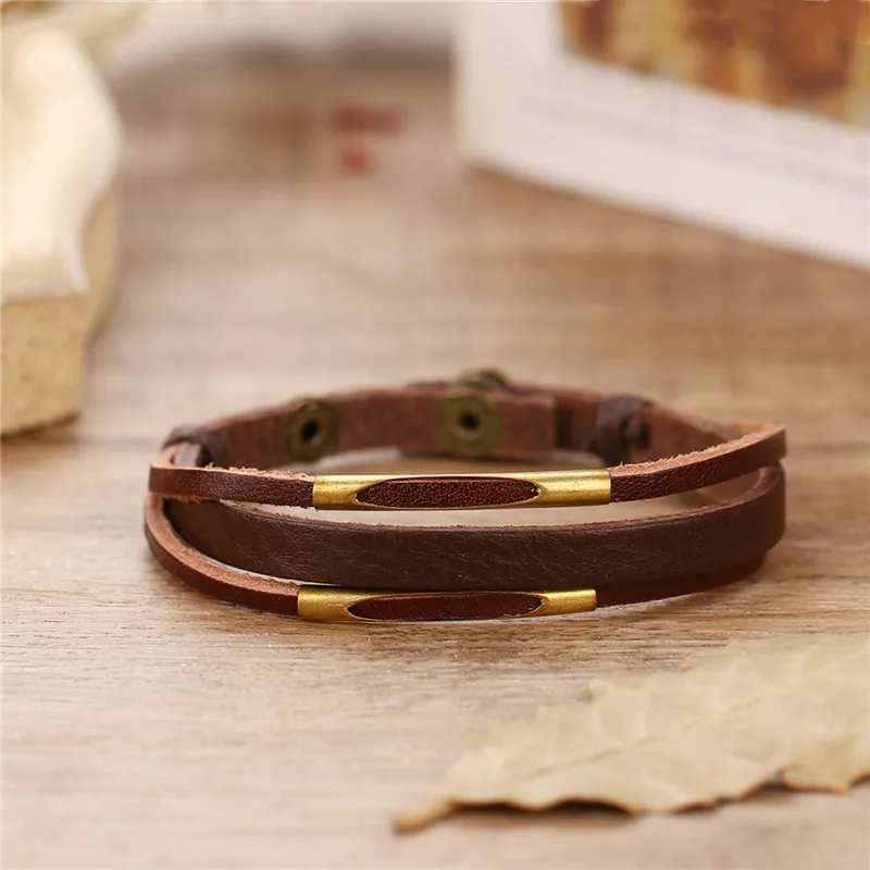 Лидер продаж модные ювелирные украшения из натуральной кожи многослойный