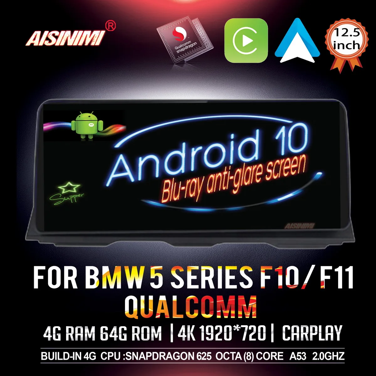 AISINIMI 12 5 &quotQualcomm Android 10 автомобильный Dvd проигрыватель для BMW серии F10 F11