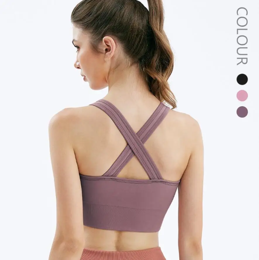 

2020 Fashion sexy Fitness Women's Workout Sports Bra Women Vest Backless Solid Quick Dry Running Gym Gather Shirts Tank