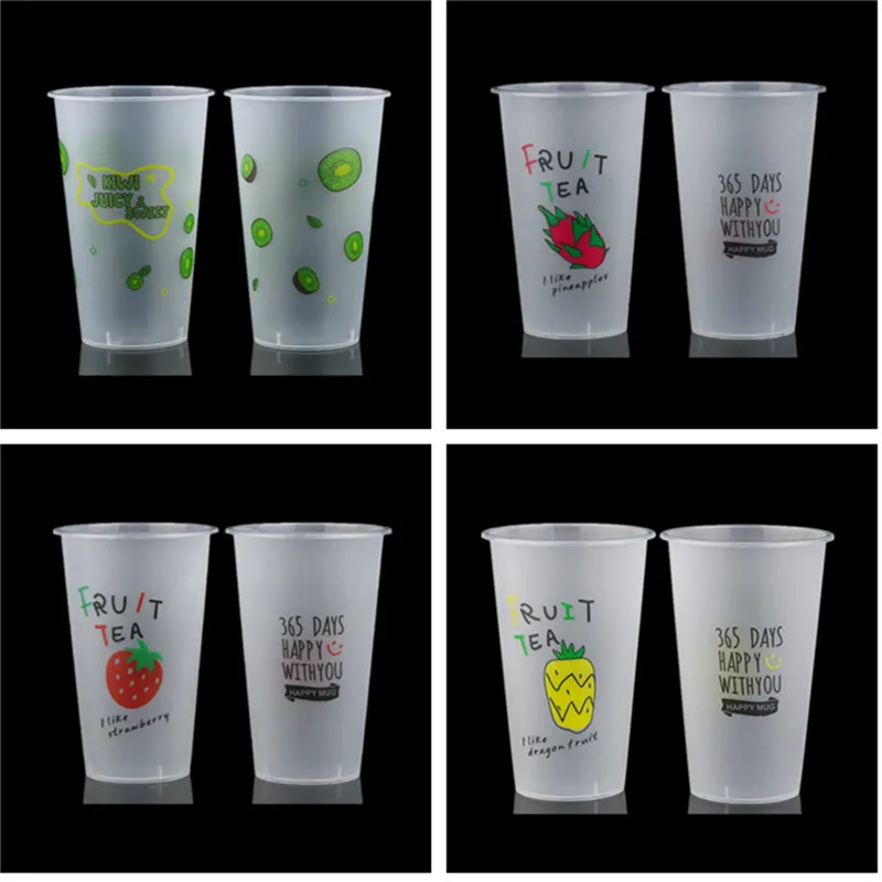 Матовые прозрачные одноразовые чашки для сока упаковка 500 мл желе пудинга