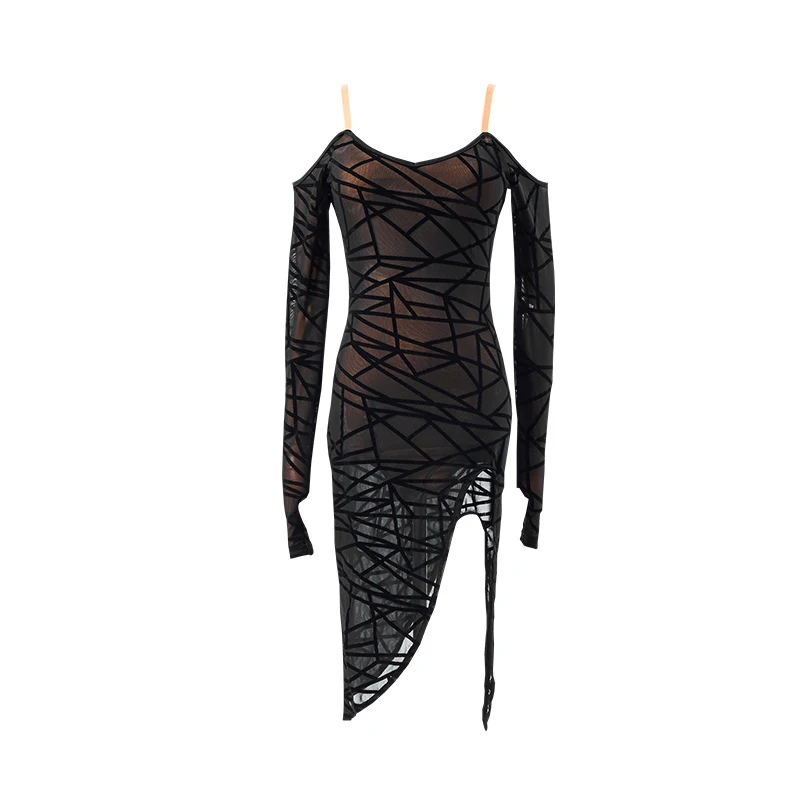 

Latin Dance Dress New Women Autumn And Winter Long Sleeved Dress Sexy ChaCha Samba Latin Dance Costumes Practice Dresses XS1002