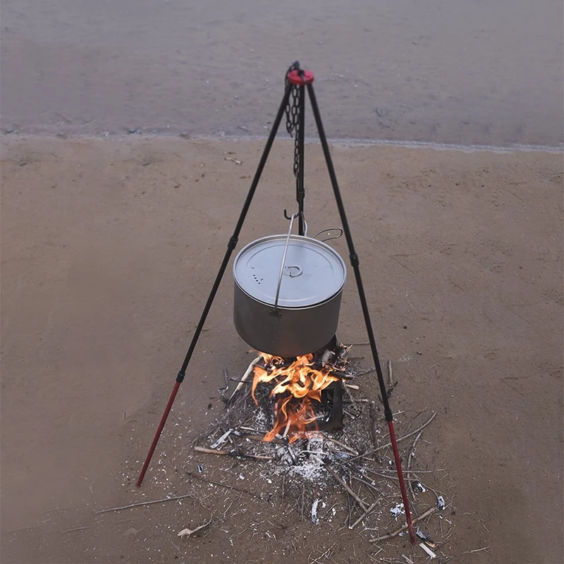 

Picnic Camping Equipment Outdoor Barbecue Hanging Pot Tripod Grill Bonfire Cooking Utensils Bushcraft Aluminum Alloy Adjustable