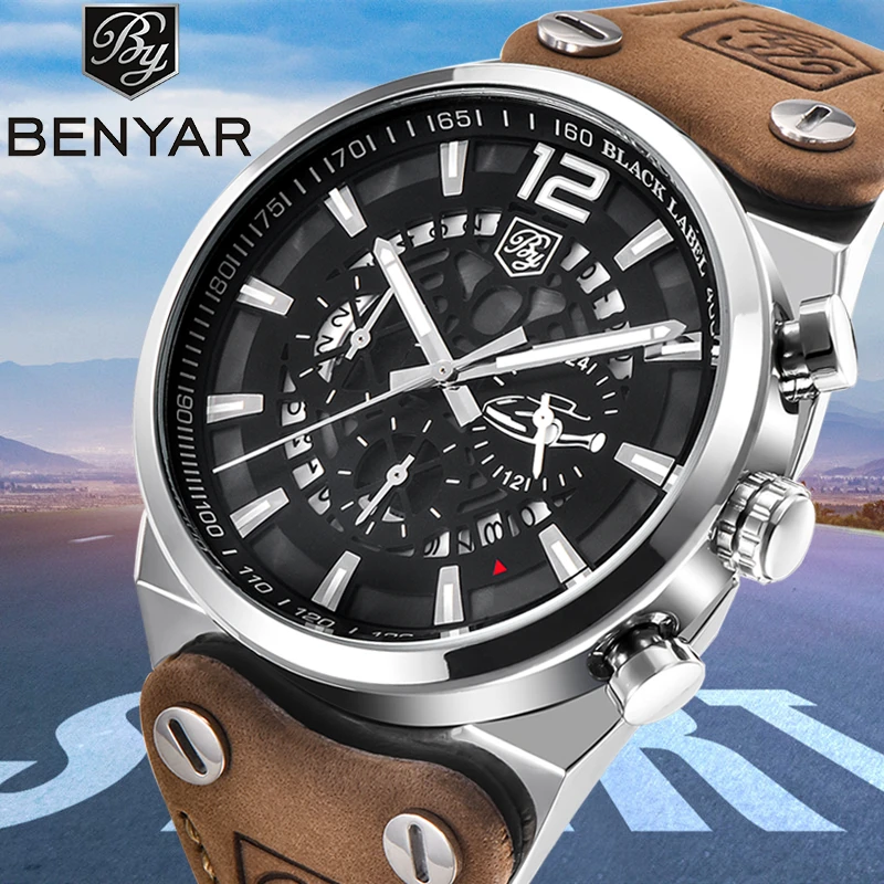 BENYAR модные спортивные повседневные водонепроницаемые с хронографом деловые