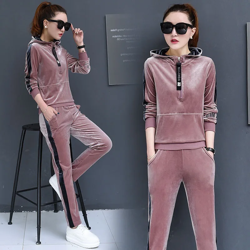 Велюровый спортивный костюм Женская одежда Chandal Mujer 2 Piezas Vetement Femme толстовка с