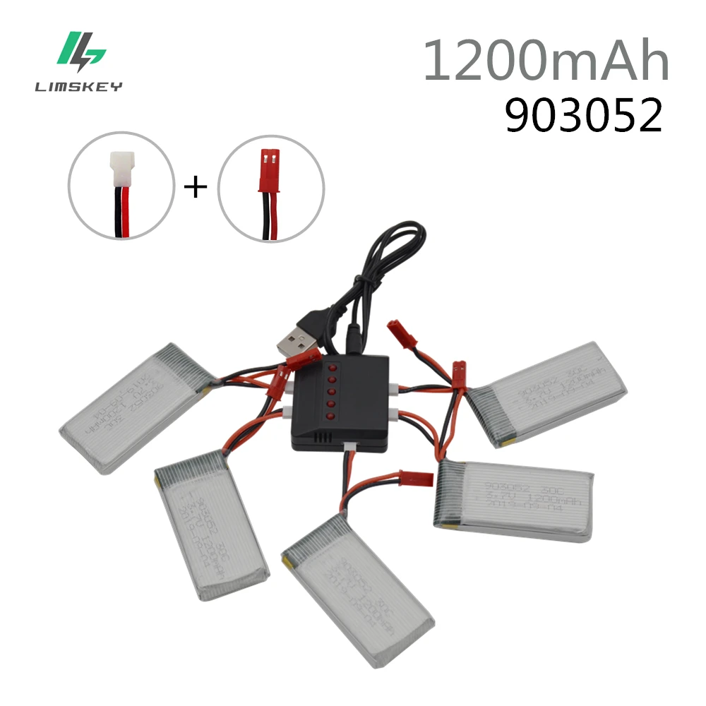 Аккумулятор LIPO 3,7 в 1200 мА · ч с зарядным устройством для SYMA X5SC X5 X5SW M18 H5P H11D H11C T64 T04 F28 F29 T56 T57