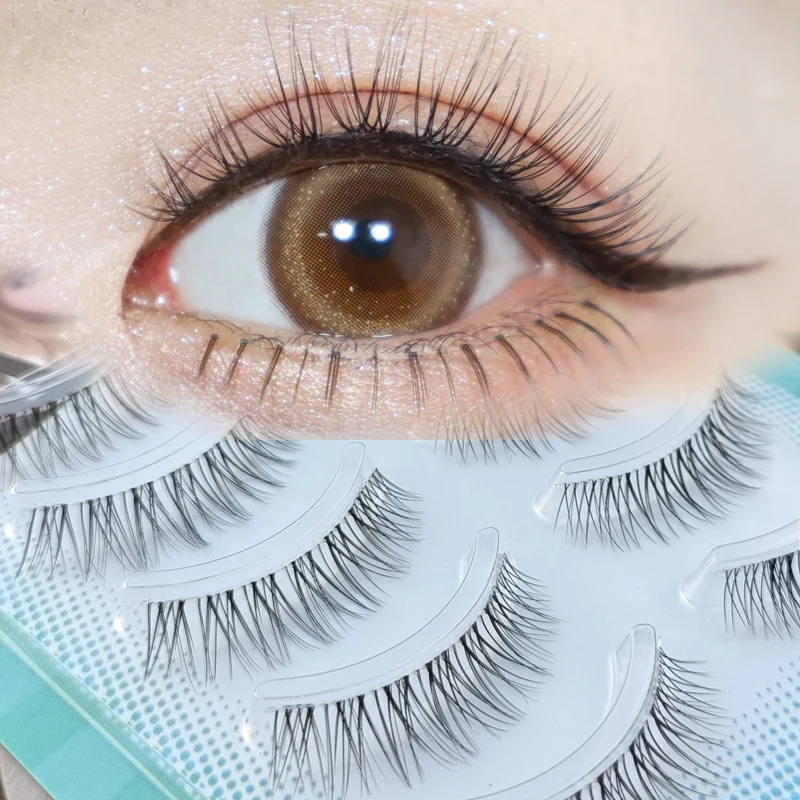 Slim Transparent Band 5 Pairs Makeup Natural Eyelashes Korean Eye Lashes Set Fluffy Soft Reusable Extension Wholesale