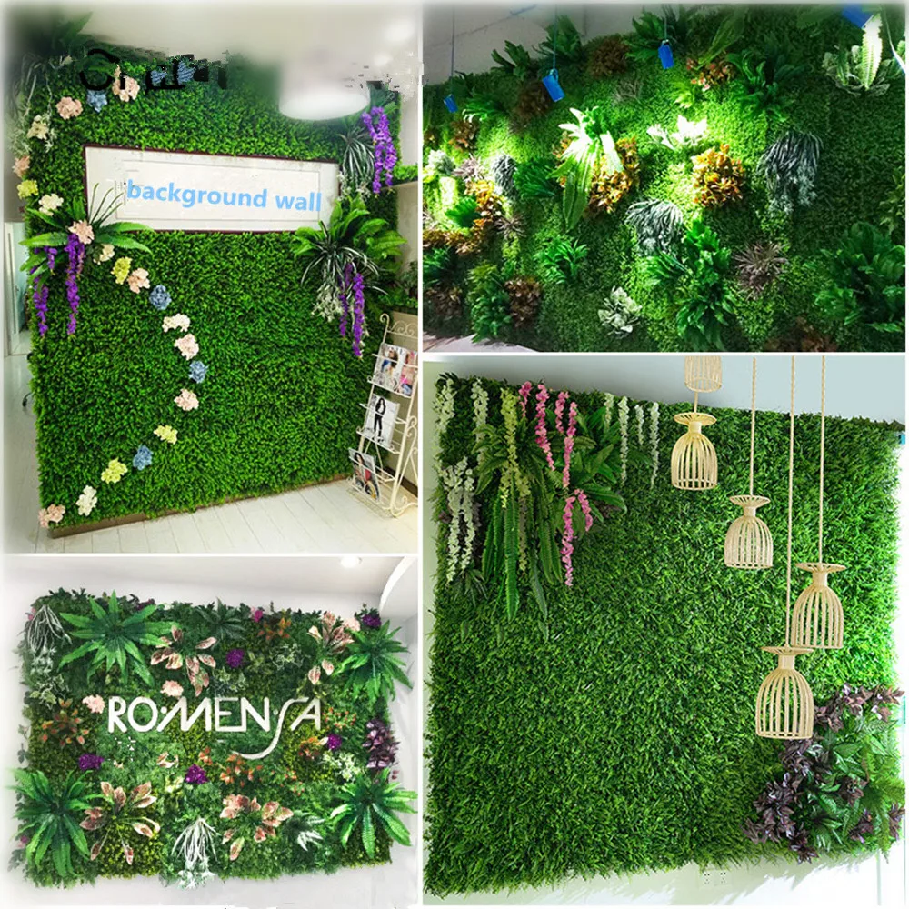 40*60cm Artificial Plant Simulation Wall Lawn Milan Eucalyptus Grass Plastic Fake Green Door Decoration | Дом и сад
