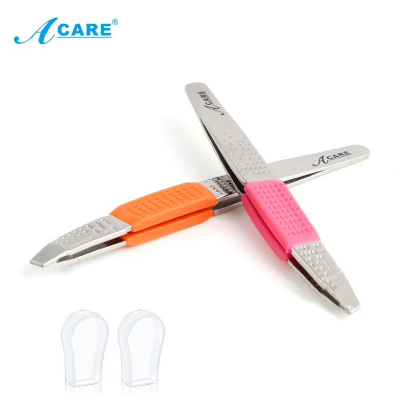 Профессиональный пинцет для бровей из нержавеющей стали и силикона с матовой