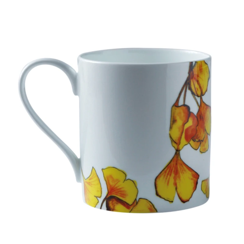 2 шт Пара Кружки Набор 400мл костяного фарфора чашка имеет листья отличительные