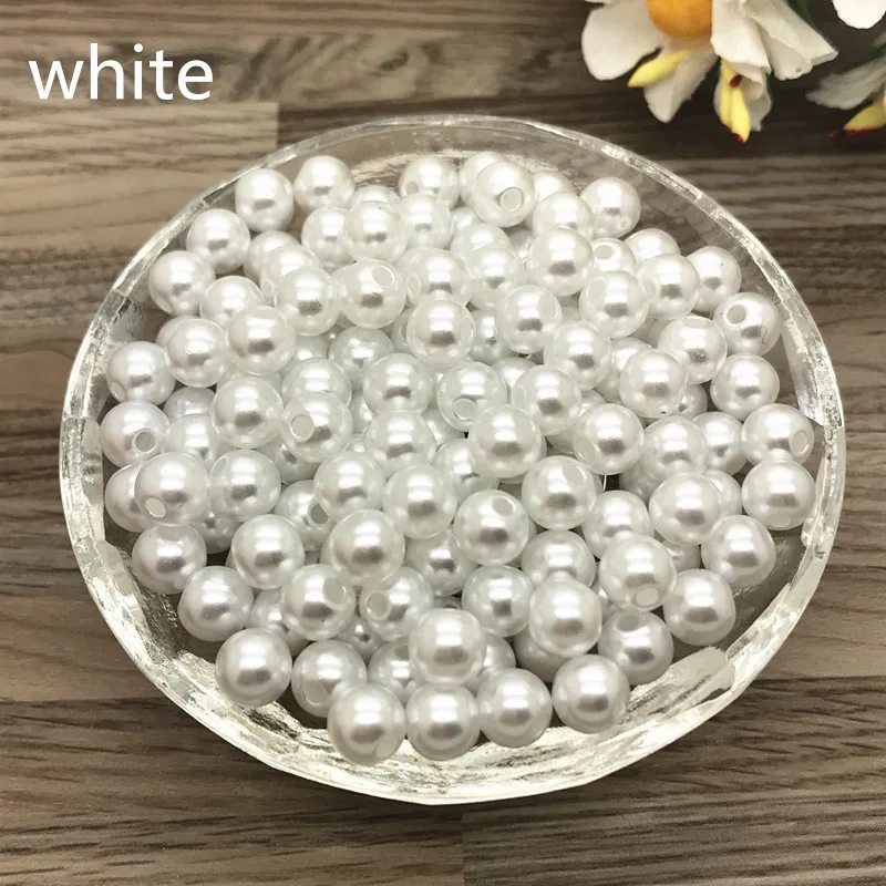 Акриловые жемчужные бусины круглые россыпью с отверстием 4 мм 6 8 10 для