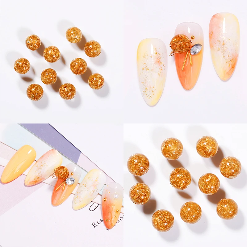 10 шт./пакет смешанных размеров Золотые Фольга бусины украшения со стразами для