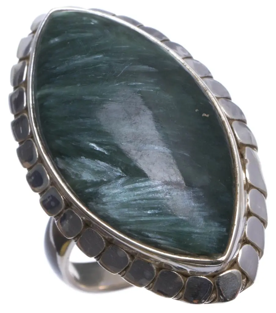 Натуральный русский Серафинит ручной работы мексиканский 925 пробы Серебряное