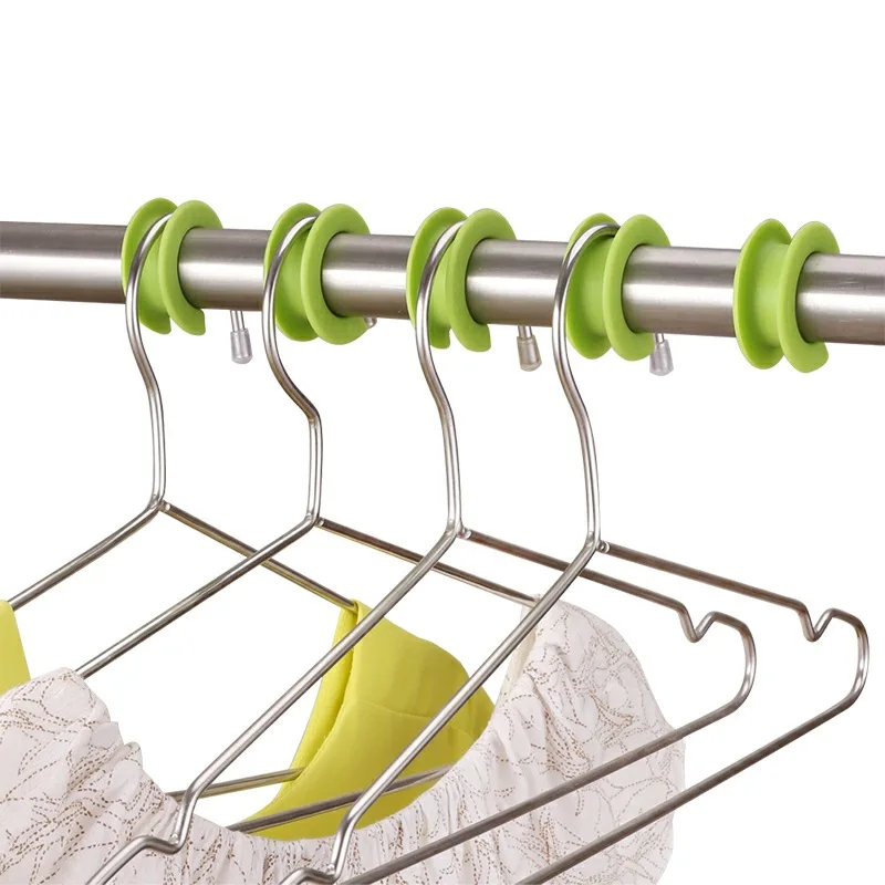

8Pcs Clothes Hanger Fixed Silicone Ring Buckle Clothing Rack Anti-skid Keep Interval Windproof Household Supplies