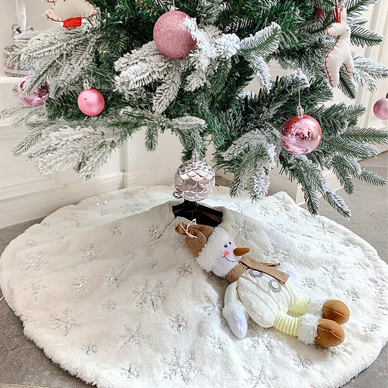 High-end White Christmas Tree Skirt Thicke Plush Faux Fur Xmas Merry Decoration Ornament New Year Home Decor Navidad Carpet | Дом и сад