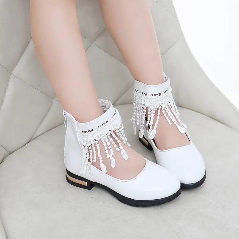 Осенняя одежда Детская кожаная обувь Обувь с кисточками для маленьких девочек