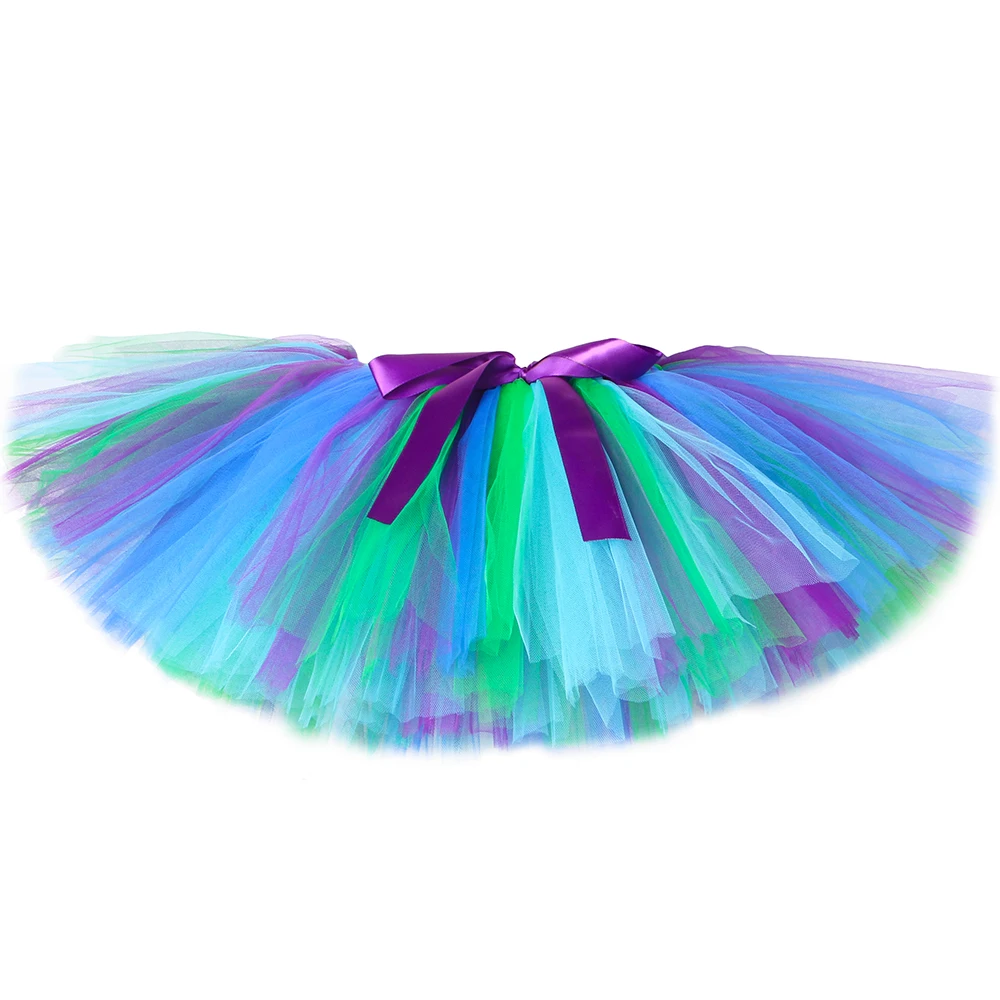 Русалки для девочек Павлин Юбка пачка Пышная юбка дня рождения вечерние детская