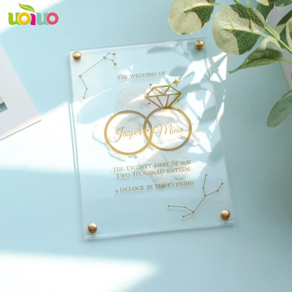 10 шт. акриловые свадебные приглашения с цветочным принтом|Коробки для свадебных