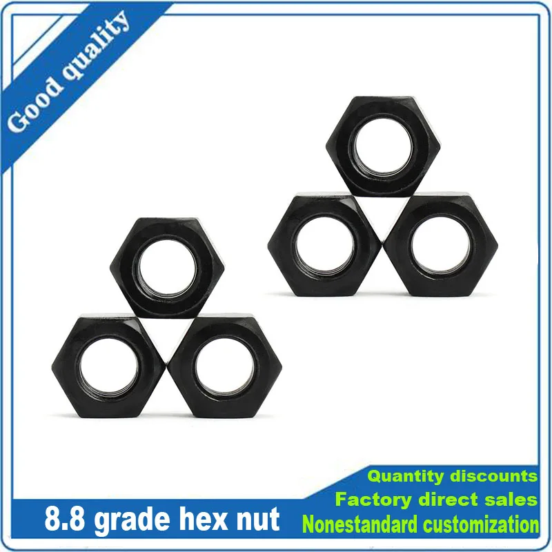 

1/2/5/10/20/25/50pcs Black Grade 8.8 Steel DIN934 Hex Hexagon Nut M1.4 M1.6 M2 M2.5 M3 M4 M5 M6 M8 M10 M12 M14 M16 M18 M20 M24