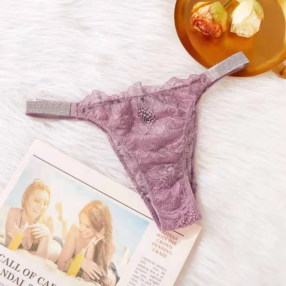 

Thong Lace G Strings Letter Rhinestone Panties Women Sexy LOVE High Waist Bikini Panty Lingerie Cotton Seamless Underwear Briefs