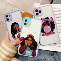 black girl magic melanin poppin queen phone cases for iphone 13 11 12 mini pro x xr xs max 7 8 plus se 2020 color back covers