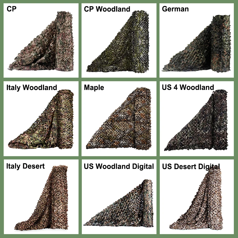 

1.5*7M Military Camouflage Nets Sun Shelter 150D Polyester Oxford Anti UV Camo Netting Hide Mesh Fence Cover Party Decorations