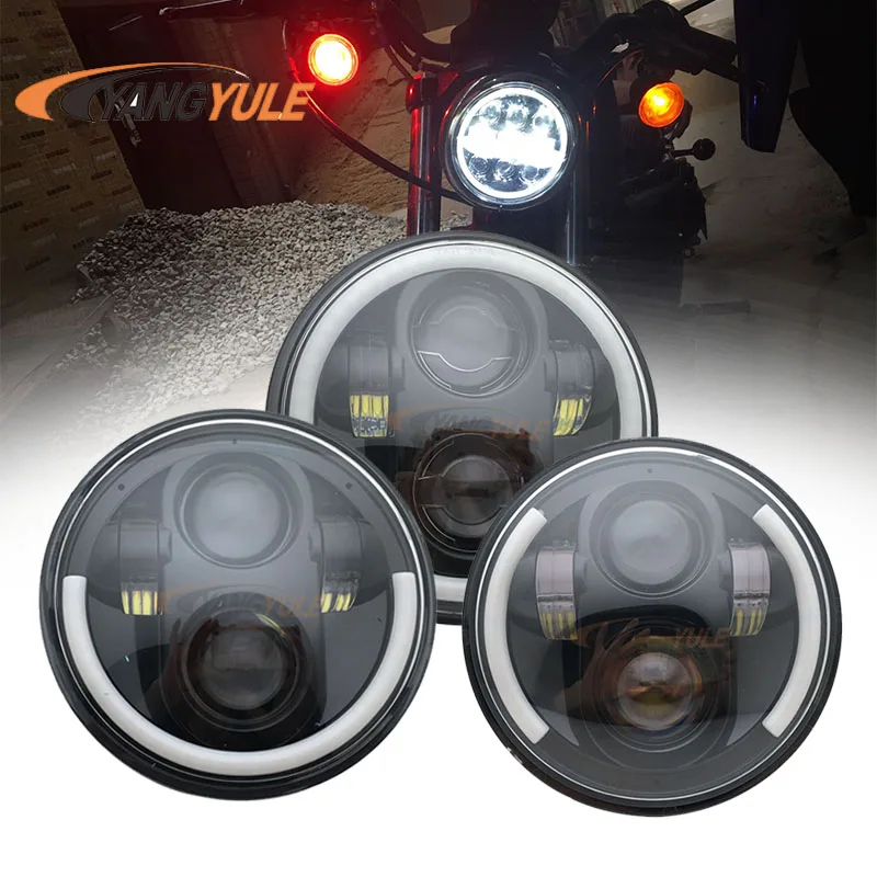 5 75 дюйма 45 Вт круглый светодиодный светильник Белый DRL желтый указатель поворота