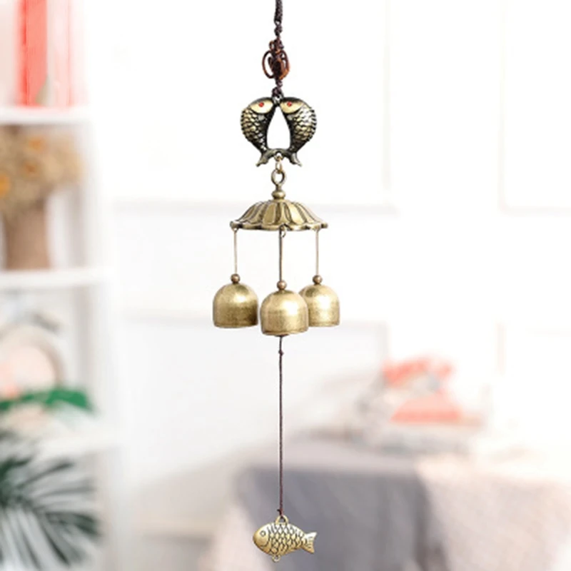 

AAAK -Outdoor Copper Clock Wind Chimes Home Yard Garden Outdoor Living Decor 3 Bells