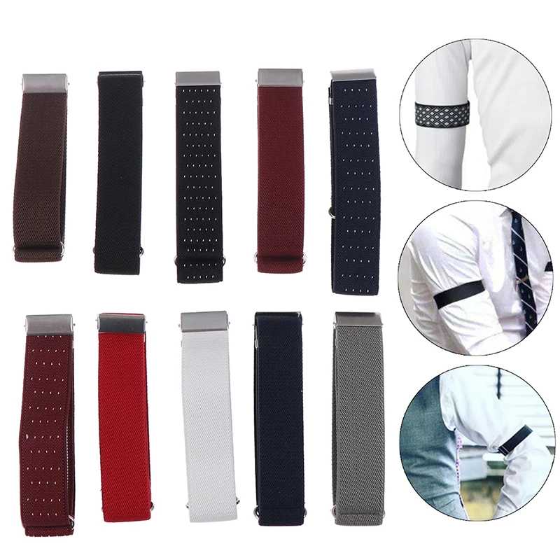 

1pair Elasticated Armbands Sleeve Garter Adjustable Gift Shirt Sleeve Holders Cufflinks Business Wedding Groom Accessories